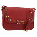 Miu Miu Shoulder Bag Leather Red Gold Auth BA13686V-1