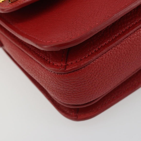 Miu Miu Shoulder Bag Leather Red Gold Auth BA13686V