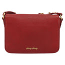 Miu Miu Shoulder Bag Leather Red Gold Auth BA13686V-2