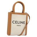CELINE Vertical Cabas Tote Bag Canvas 2way White Gold Auth BA13687M-1