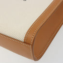 CELINE Vertical Cabas Tote Bag Canvas 2way White Gold Auth BA13687M-12