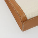 CELINE Vertical Cabas Tote Bag Canvas 2way White Gold Auth BA13687M-13