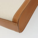 CELINE Vertical Cabas Tote Bag Canvas 2way White Gold Auth BA13687M-14