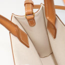 CELINE Vertical Cabas Tote Bag Canvas 2way White Gold Auth BA13687M-18