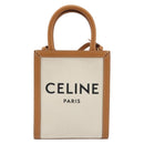 CELINE Vertical Cabas Tote Bag Canvas 2way White Gold Auth BA13687M-2