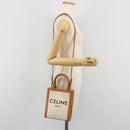 CELINE Vertical Cabas Tote Bag Canvas 2way White Gold Auth BA13687M-20