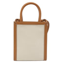 CELINE Vertical Cabas Tote Bag Canvas 2way White Gold Auth BA13687M-3