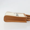 CELINE Vertical Cabas Tote Bag Canvas 2way White Gold Auth BA13687M-4