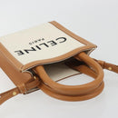 CELINE Vertical Cabas Tote Bag Canvas 2way White Gold Auth BA13687M-6