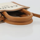 CELINE Vertical Cabas Tote Bag Canvas 2way White Gold Auth BA13687M-7