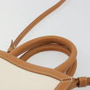 CELINE Vertical Cabas Tote Bag Canvas 2way White Gold Auth BA13687M-8