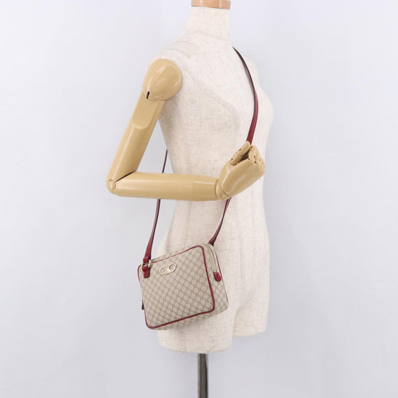 CELINE Macadam Canvas Shoulder Bag PVC Beige Gold Auth BA13688V