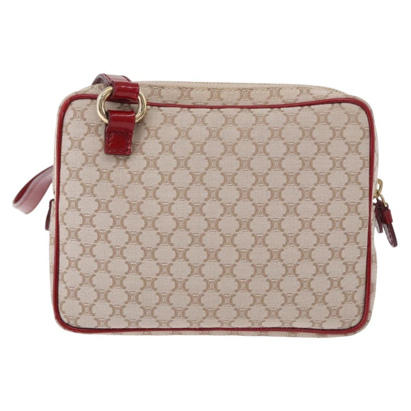 CELINE Macadam Canvas Shoulder Bag PVC Beige Gold Auth BA13688V