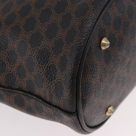 CELINE Macadam Canvas Tote Bag PVC Leather Black Gold Auth BA13696A