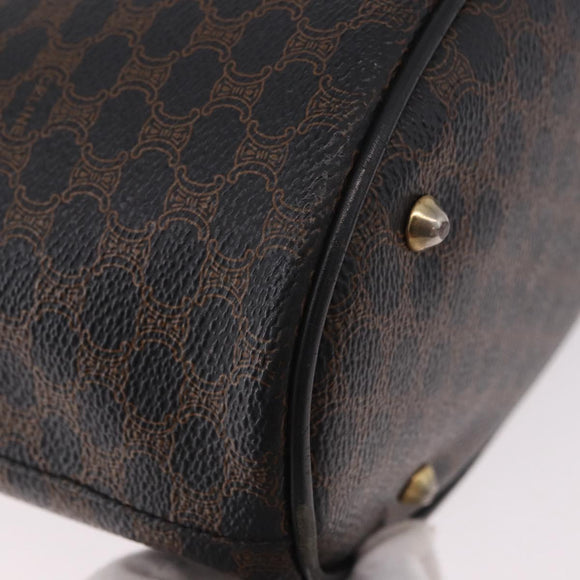 CELINE Macadam Canvas Tote Bag PVC Leather Black Gold Auth BA13696A