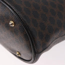 CELINE Macadam Canvas Tote Bag PVC Leather Black Gold Auth BA13696A-16
