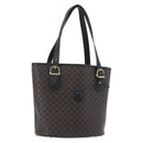 CELINE Macadam Canvas Tote Bag PVC Leather Black Gold Auth BA13696A-1