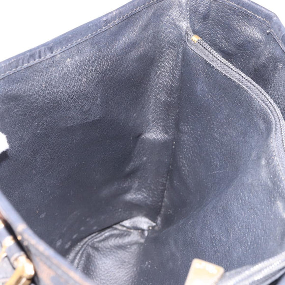 CELINE Macadam Canvas Tote Bag PVC Leather Black Gold Auth BA13696A