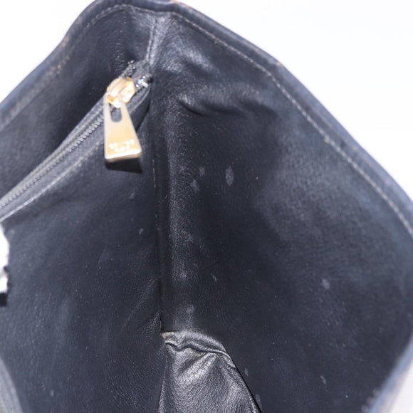 CELINE Macadam Canvas Tote Bag PVC Leather Black Gold Auth BA13696A