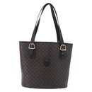 CELINE Macadam Canvas Tote Bag PVC Leather Black Gold Auth BA13696A-13