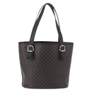 CELINE Macadam Canvas Tote Bag PVC Leather Black Gold Auth BA13696A-2