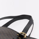 CELINE Macadam Canvas Tote Bag PVC Leather Black Gold Auth BA13696A-8