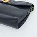 Salvatore Ferragamo Gancini Shoulder Bag Leather Navy Gold Auth BA13700-9