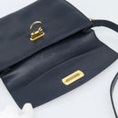 Salvatore Ferragamo Gancini Shoulder Bag Leather Navy Gold Auth BA13700-10