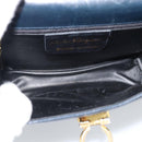 Salvatore Ferragamo Gancini Shoulder Bag Leather Navy Gold Auth BA13700-11