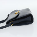 Salvatore Ferragamo Gancini Shoulder Bag Leather Navy Gold Auth BA13700-3