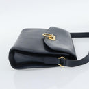 Salvatore Ferragamo Gancini Shoulder Bag Leather Navy Gold Auth BA13700-4