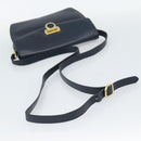 Salvatore Ferragamo Gancini Shoulder Bag Leather Navy Gold Auth BA13700-7