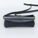 Salvatore Ferragamo Gancini Shoulder Bag Leather Navy Gold Auth BA13700-5