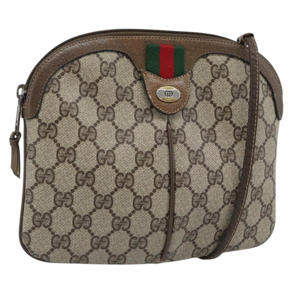 GUCCI GG Supreme Web Sherry Line Shoulder Bag PVC Beige 904 02 047 Auth BA13710