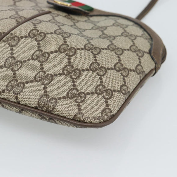 GUCCI GG Supreme Web Sherry Line Shoulder Bag PVC Beige 904 02 047 Auth BA13710