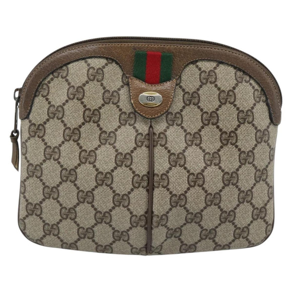 GUCCI GG Supreme Web Sherry Line Shoulder Bag PVC Beige 904 02 047 Auth BA13710
