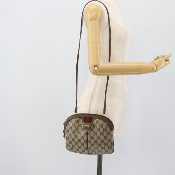 GUCCI GG Supreme Web Sherry Line Shoulder Bag PVC Beige 904 02 047 Auth BA13710