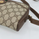 GUCCI GG Supreme Web Sherry Line Bag PVC Beige Gold 116 02 089 Auth BA13711-15