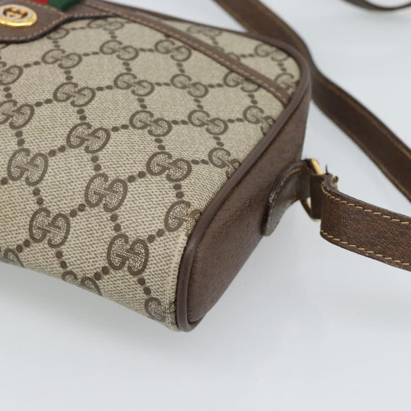 GUCCI GG Supreme Web Sherry Line Bag PVC Beige Gold 116 02 089 Auth BA13711