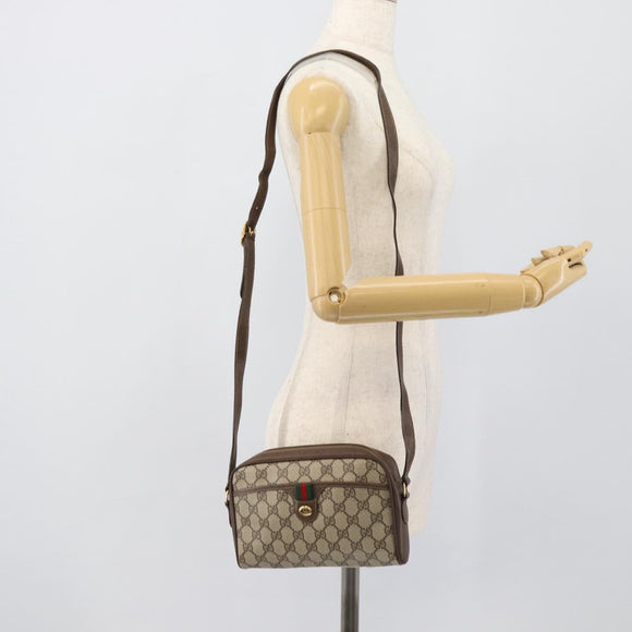 GUCCI GG Supreme Web Sherry Line Bag PVC Beige Gold 116 02 089 Auth BA13711