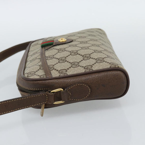 GUCCI GG Supreme Web Sherry Line Bag PVC Beige Gold 116 02 089 Auth BA13711