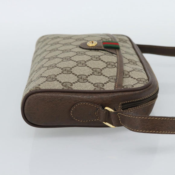 GUCCI GG Supreme Web Sherry Line Bag PVC Beige Gold 116 02 089 Auth BA13711