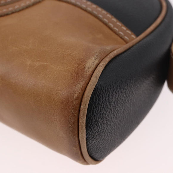LOEWE Anagram Shoulder Bag Leather Black Gold Auth BA13716