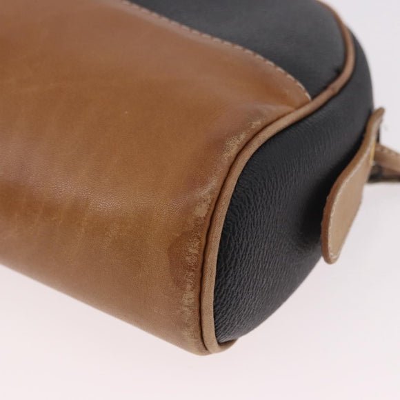 LOEWE Anagram Shoulder Bag Leather Black Gold Auth BA13716