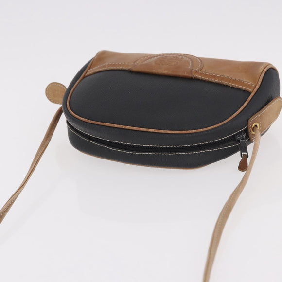 LOEWE Anagram Shoulder Bag Leather Black Gold Auth BA13716