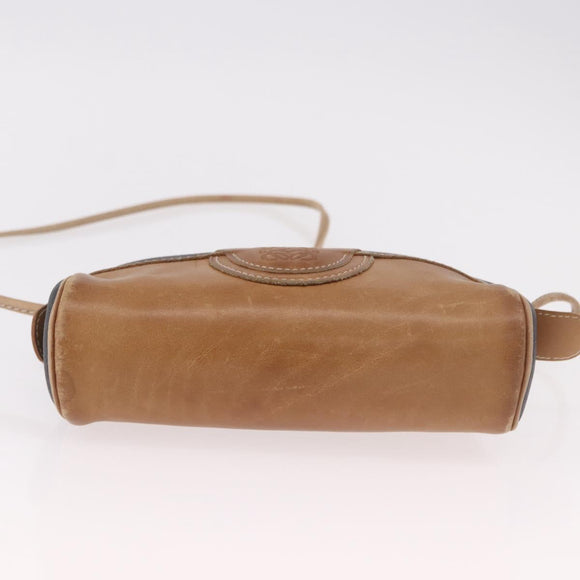LOEWE Anagram Shoulder Bag Leather Black Gold Auth BA13716