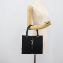 GUCCI GG Canvas Jackie Hand Bag Leather Black Silver 002 1065 Auth BA13717V-21