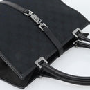 GUCCI GG Canvas Jackie Hand Bag Leather Black Silver 002 1065 Auth BA13717V-6