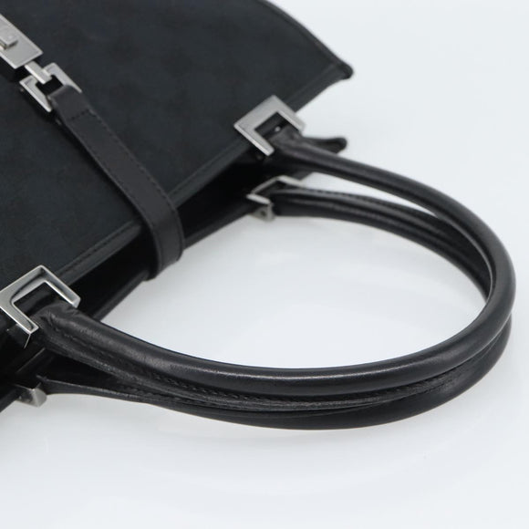 GUCCI GG Canvas Jackie Hand Bag Leather Black Silver 002 1065 Auth BA13717V