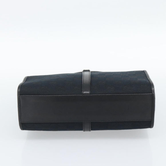 GUCCI GG Canvas Jackie Hand Bag Leather Black Silver 002 1065 Auth BA13717V